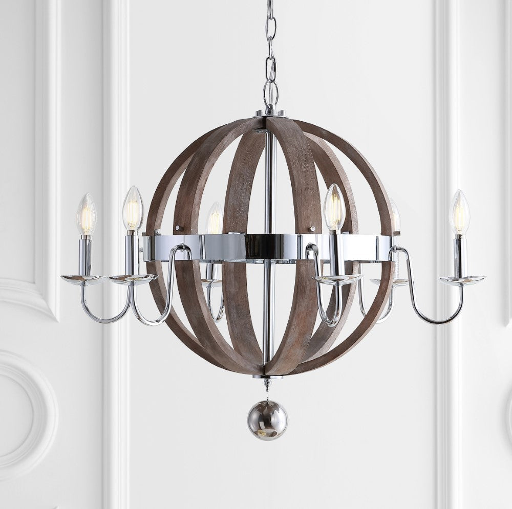 Kiwi 30" Wood/Metal Adjustable LED Chandelier