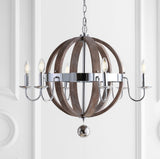 Kiwi 30" Wood/Metal Adjustable LED Chandelier