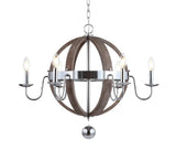 Kiwi 30" Wood/Metal Adjustable LED Chandelier