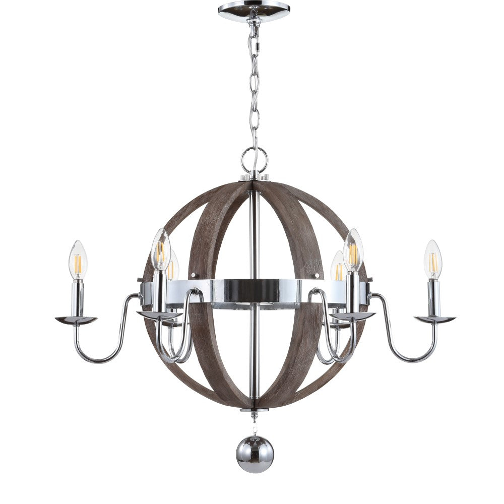 Kiwi 30" Wood/Metal Adjustable LED Chandelier