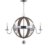 Kiwi 30" Wood/Metal Adjustable LED Chandelier