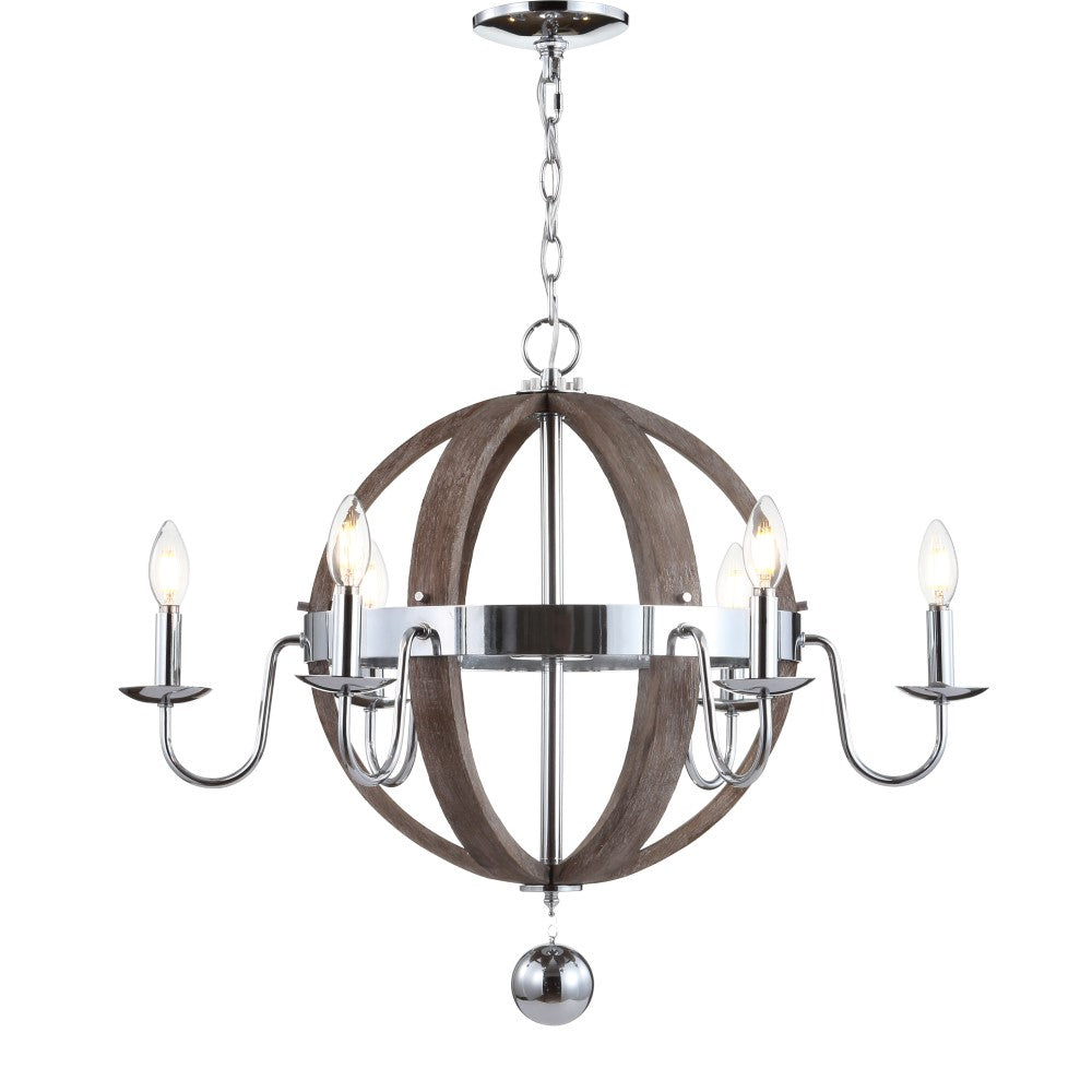 Kiwi 30" Wood/Metal Adjustable LED Chandelier