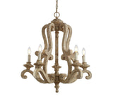 Capote 5-Light 27" Adjustable Wood/Iron Rustic Scrolled LED Chandelier