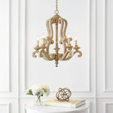 Capote 5-Light 27" Adjustable Wood/Iron Rustic Scrolled LED Chandelier
