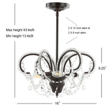 Lapwing 16" Metal/Crystal LED Adjustable Chandelier