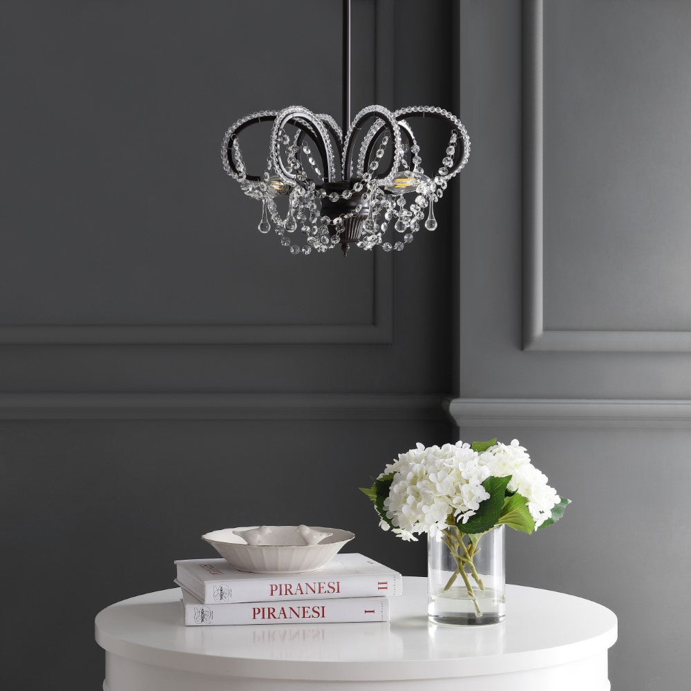 Lapwing 16" Metal/Crystal LED Adjustable Chandelier