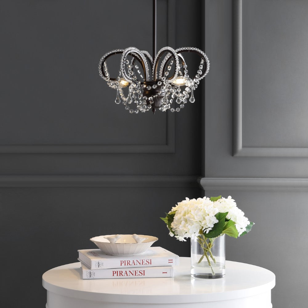 Lapwing 16" Metal/Crystal LED Adjustable Chandelier
