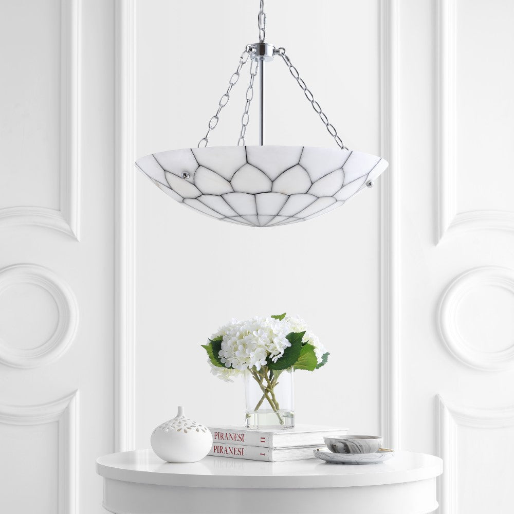 Linnet 23.5" Adjustable Marble/Metal LED Chandelier