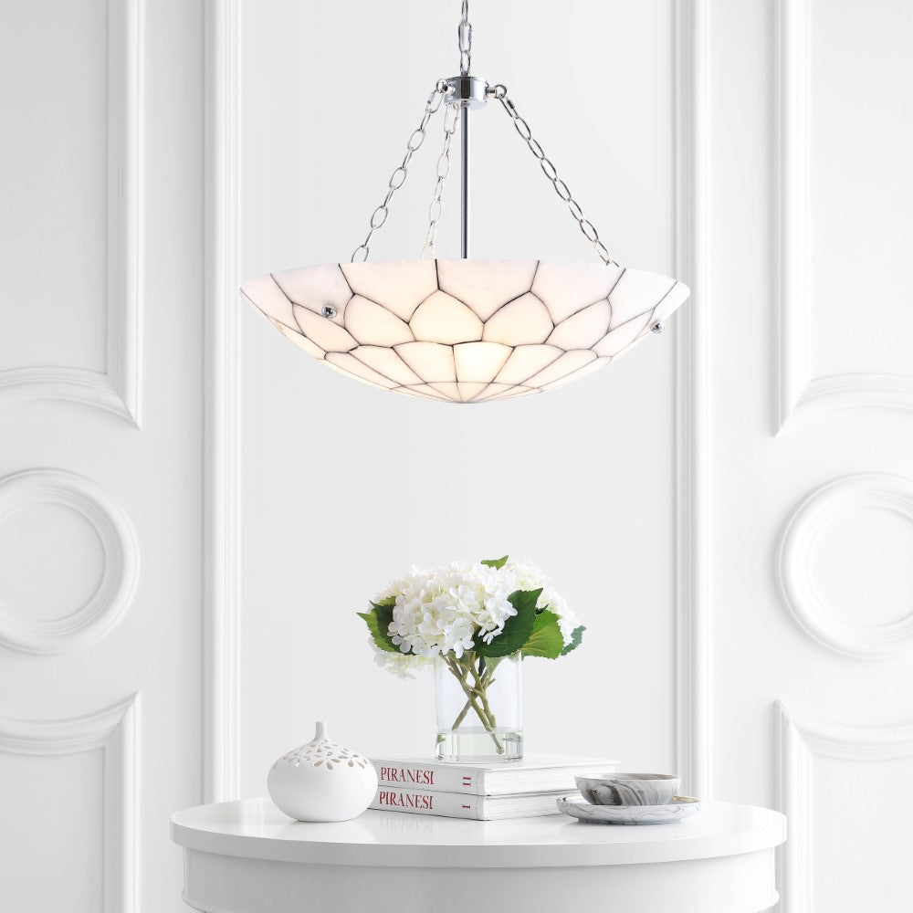 Linnet 23.5" Adjustable Marble/Metal LED Chandelier