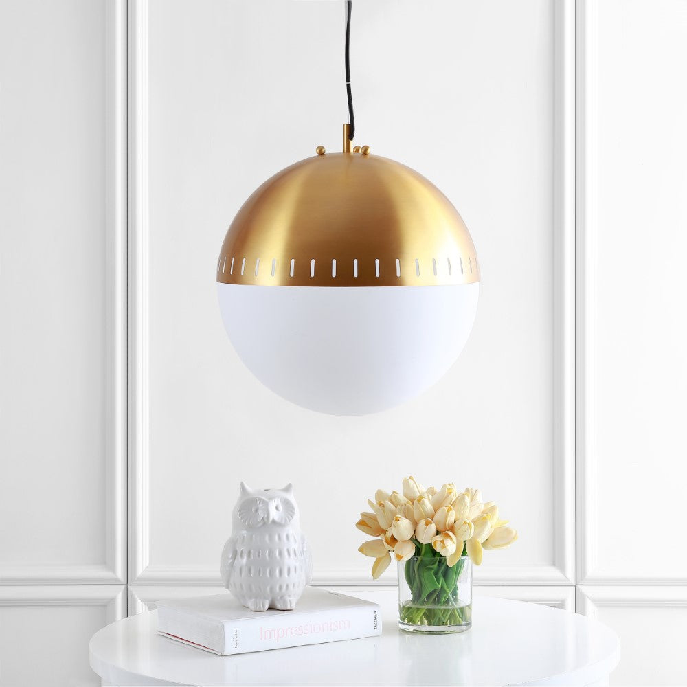 Mencken 15.75" Adjustable Iron/Glass Art Deco Mid-Century Globe LED Pendant