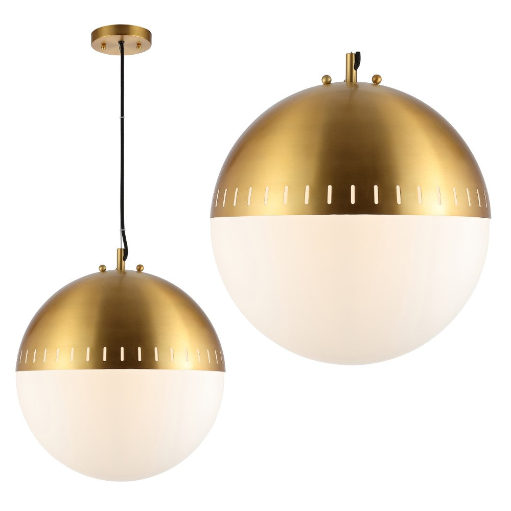 Mencken 15.75" Adjustable Iron/Glass Art Deco Mid-Century Globe LED Pendant