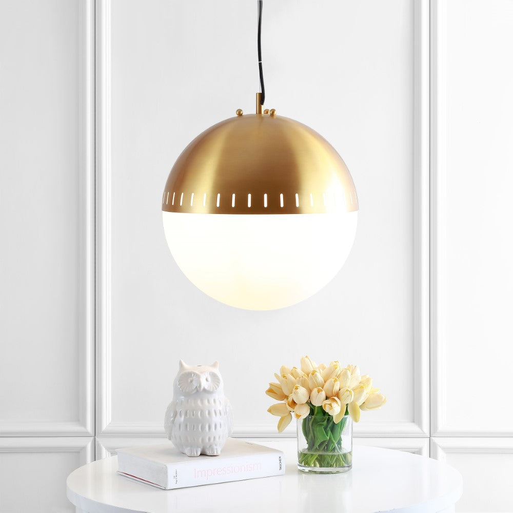 Mencken 15.75" Adjustable Iron/Glass Art Deco Mid-Century Globe LED Pendant