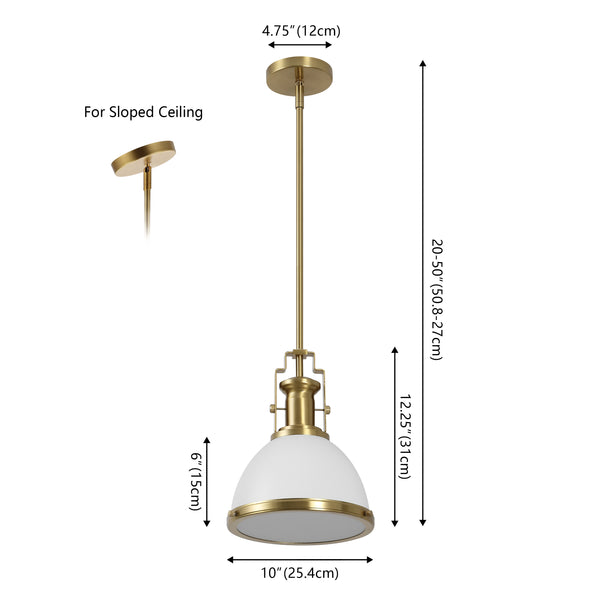 Dimension Image White/Brass Gold / 10''
