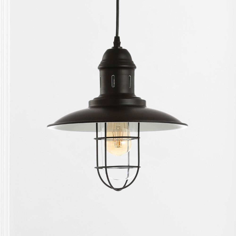 Updike 12" Adjustable Iron/Glass Cage Light LED Pendant