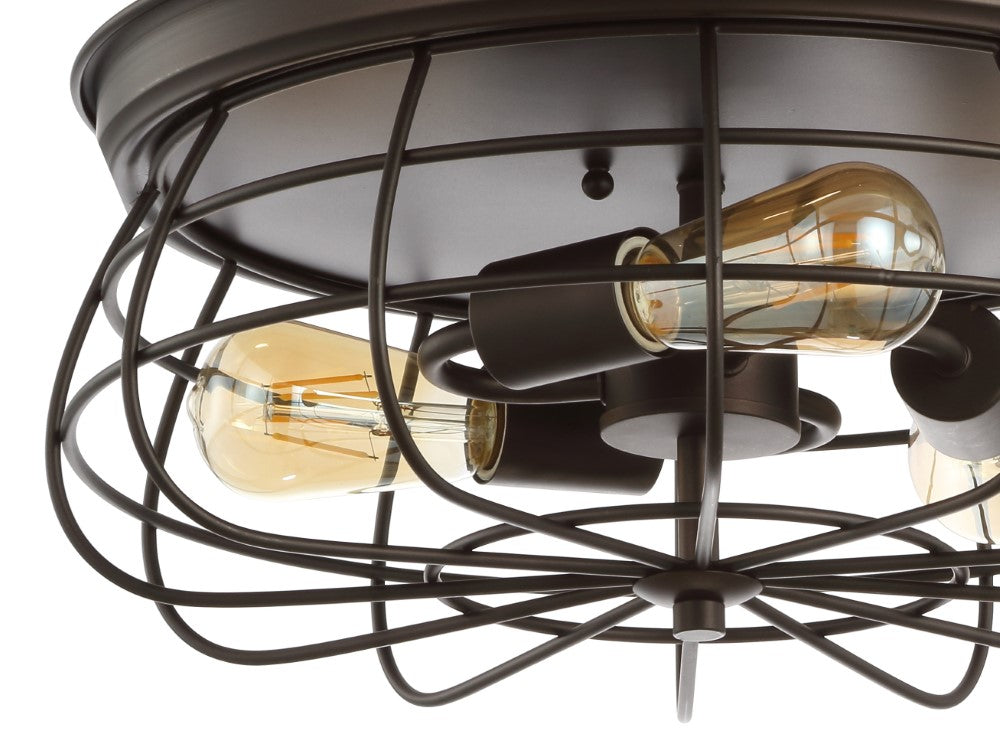 Wagtail 15.7" 3-Light Farmhouse Metal Cage Flush Mount