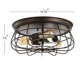 Wagtail 15.7" 3-Light Farmhouse Metal Cage Flush Mount