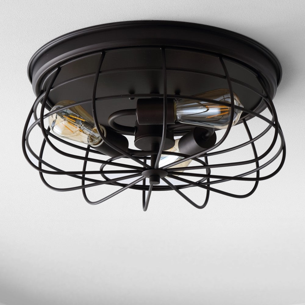 Wagtail 15.7" 3-Light Farmhouse Metal Cage Flush Mount