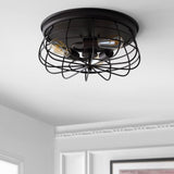 Wagtail 15.7" 3-Light Farmhouse Metal Cage Flush Mount