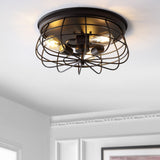 Wagtail 15.7" 3-Light Farmhouse Metal Cage Flush Mount