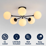 Dawn Parisian 24" Globe Modern Industrial Iron Bistro LED Semi Flush Mount