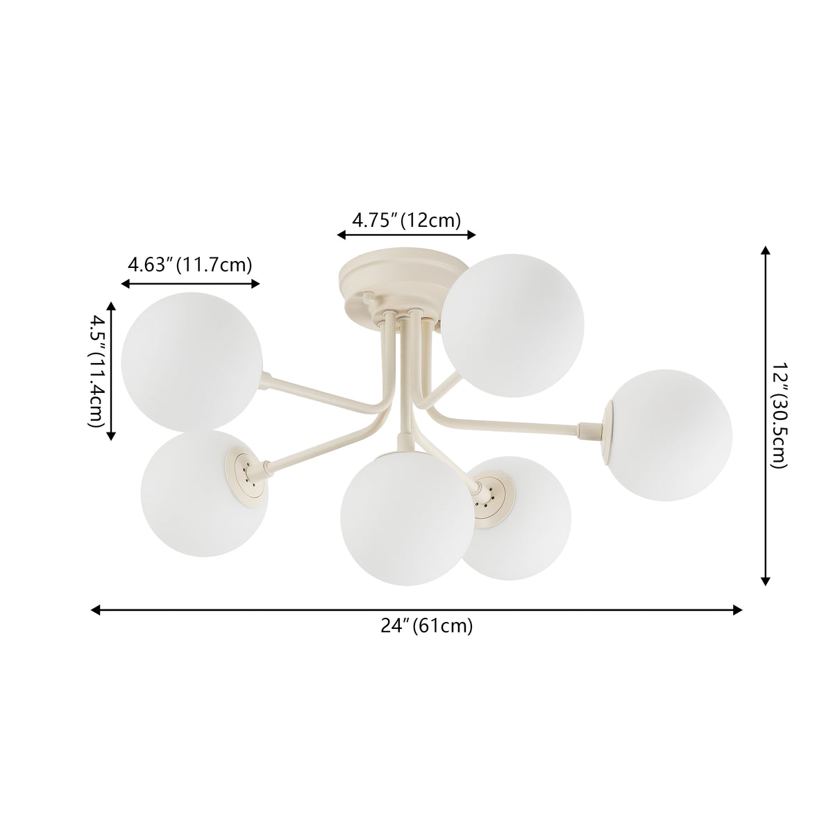 Dawn Parisian 24" Globe Modern Industrial Iron Bistro LED Semi Flush Mount