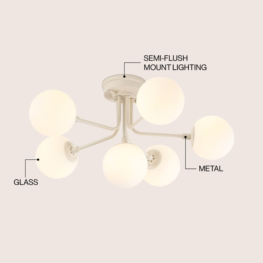 Dawn Parisian 24" Globe Modern Industrial Iron Bistro LED Semi Flush Mount