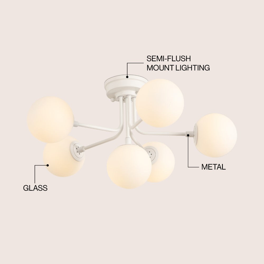 Dawn Parisian 24" Globe Modern Industrial Iron Bistro LED Semi Flush Mount