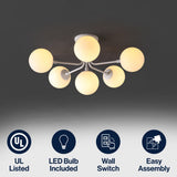 Dawn Parisian 24" Globe Modern Industrial Iron Bistro LED Semi Flush Mount