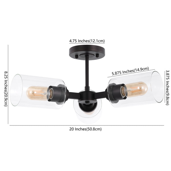 Dimension Image Oil Rubbed Bronze/Clear / 3 Light