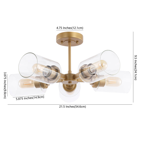 Dimension Image Brass Gold/Clear / 5 Light