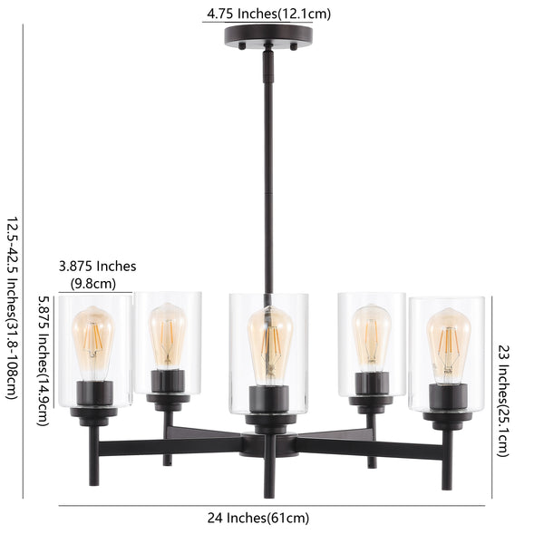 Dimension Image Oil Rubbed Bronze/Clear / 5 Light