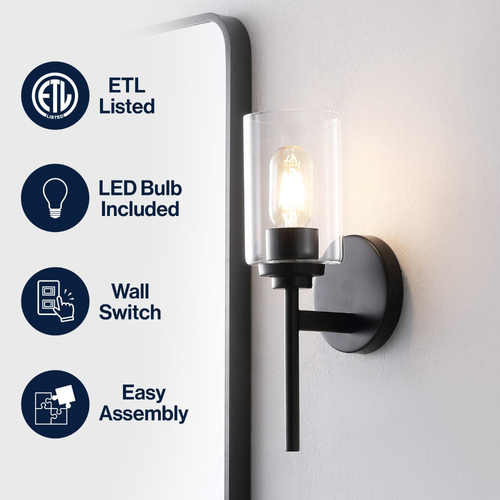 Juno 13" Farmhouse Industrial Iron Cylinder LED Sconce