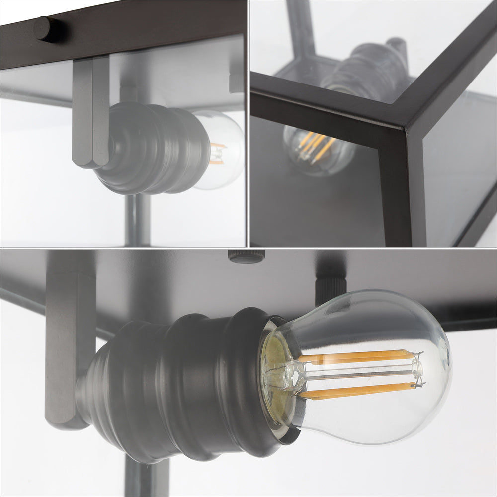 Baxter 8" Farmhouse Industrial Square Iron/Glass Case LED Flush Mount
