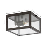 Baxter 8" Farmhouse Industrial Square Iron/Glass Case LED Flush Mount