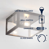 Baxter 8" Farmhouse Industrial Square Iron/Glass Case LED Flush Mount