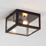 Baxter 8" Farmhouse Industrial Square Iron/Glass Case LED Flush Mount