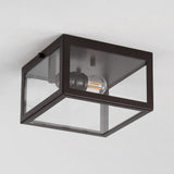 Baxter 8" Farmhouse Industrial Square Iron/Glass Case LED Flush Mount