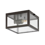 Baxter 8" Farmhouse Industrial Square Iron/Glass Case LED Flush Mount