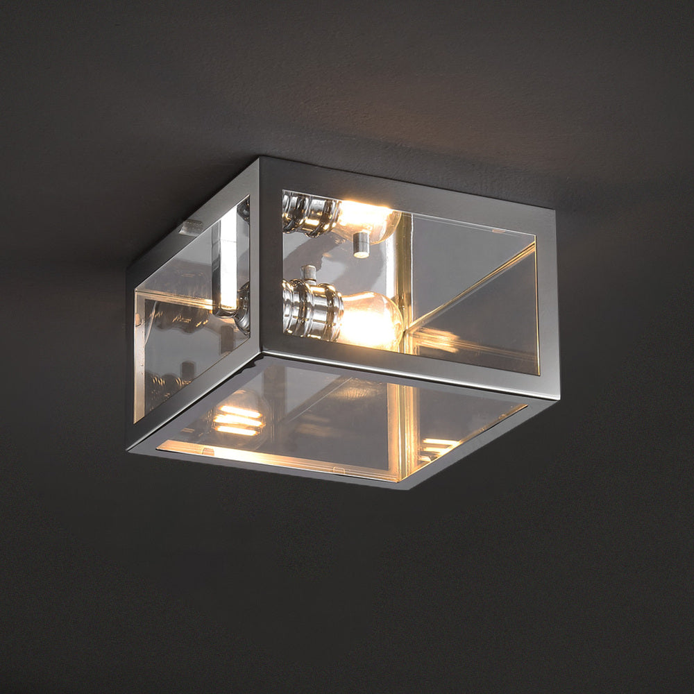 Baxter 8" Farmhouse Industrial Square Iron/Glass Case LED Flush Mount