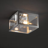 Baxter 8" Farmhouse Industrial Square Iron/Glass Case LED Flush Mount