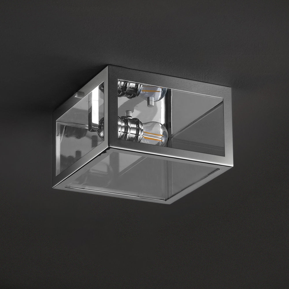 Baxter 8" Farmhouse Industrial Square Iron/Glass Case LED Flush Mount