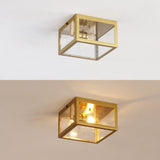 Baxter 8" Farmhouse Industrial Square Iron/Glass Case LED Flush Mount