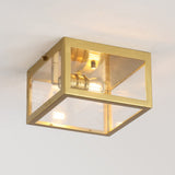 Baxter 8" Farmhouse Industrial Square Iron/Glass Case LED Flush Mount