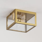 Baxter 8" Farmhouse Industrial Square Iron/Glass Case LED Flush Mount