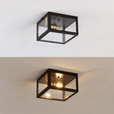Baxter 8" Farmhouse Industrial Square Iron/Glass Case LED Flush Mount