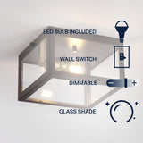 Baxter 8" Farmhouse Industrial Square Iron/Glass Case LED Flush Mount