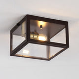 Baxter 8" Farmhouse Industrial Square Iron/Glass Case LED Flush Mount