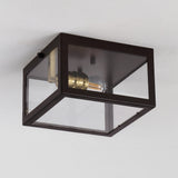 Baxter 8" Farmhouse Industrial Square Iron/Glass Case LED Flush Mount