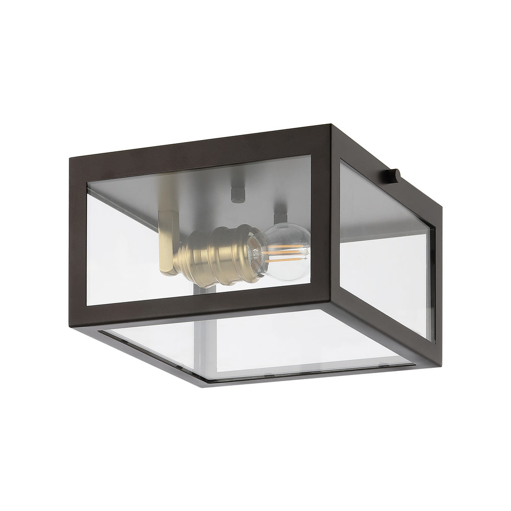 Baxter 8" Farmhouse Industrial Square Iron/Glass Case LED Flush Mount