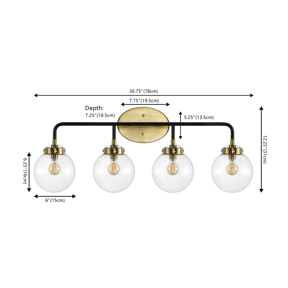 Iris Brass Vanity Wall Sconce Clear